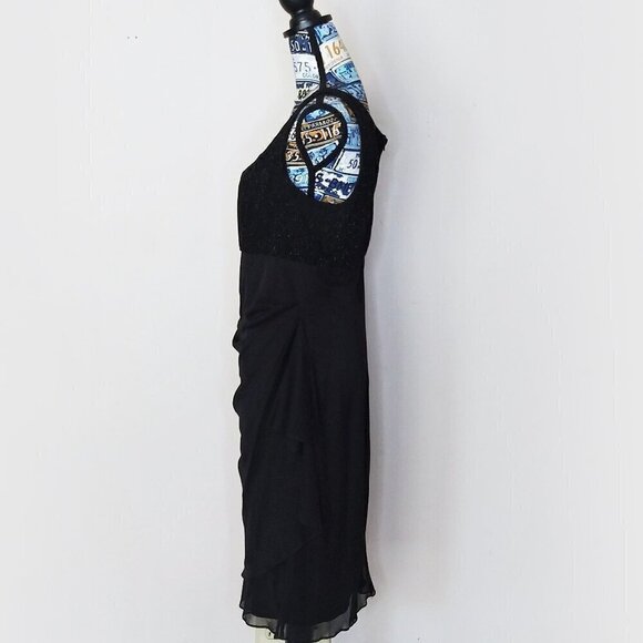 ALEX EVENINGS Sleeveless Chiffon Dress Empire Waist Layered Ruching Sparkle 16 - Picture 6 of 12